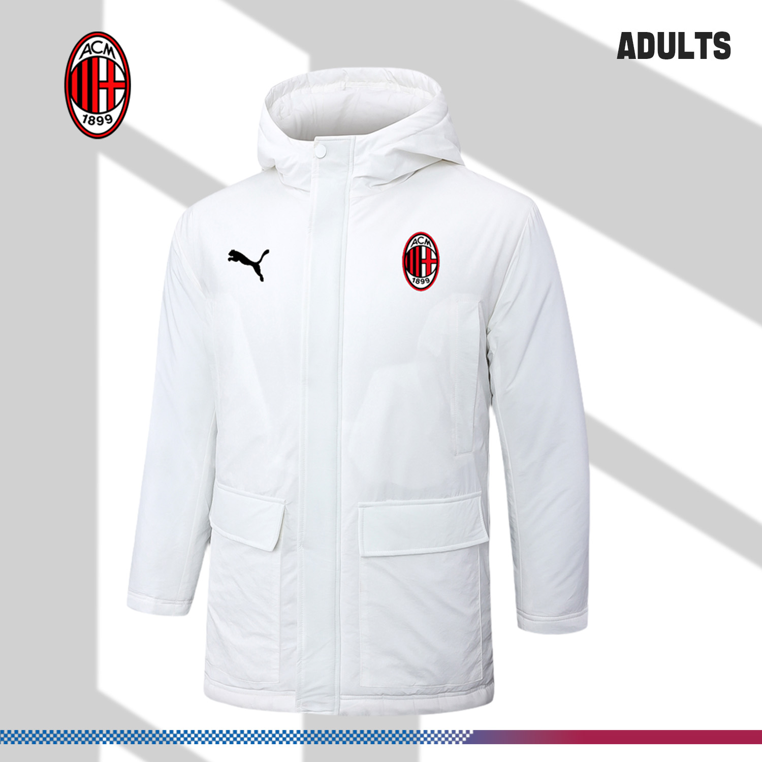 2024/2025 AC Milan White Adult Full Zip Training Suit (Long Cotton jacket)