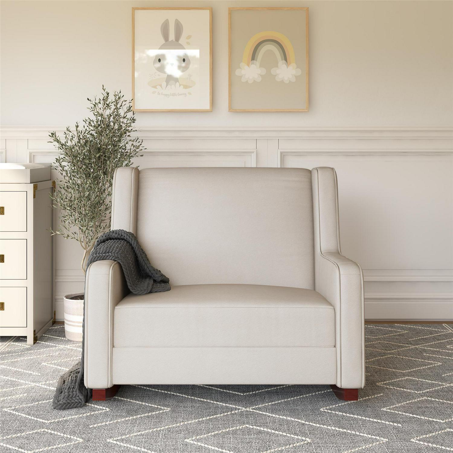 Baby Relax Hadley Upholstered Double Rocker Chair. Beige Microfiber