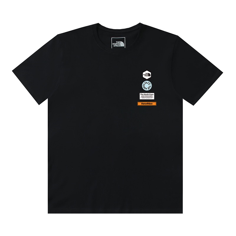 Black hexagonal border letter logo simple printed short-sleeved T-shirt
