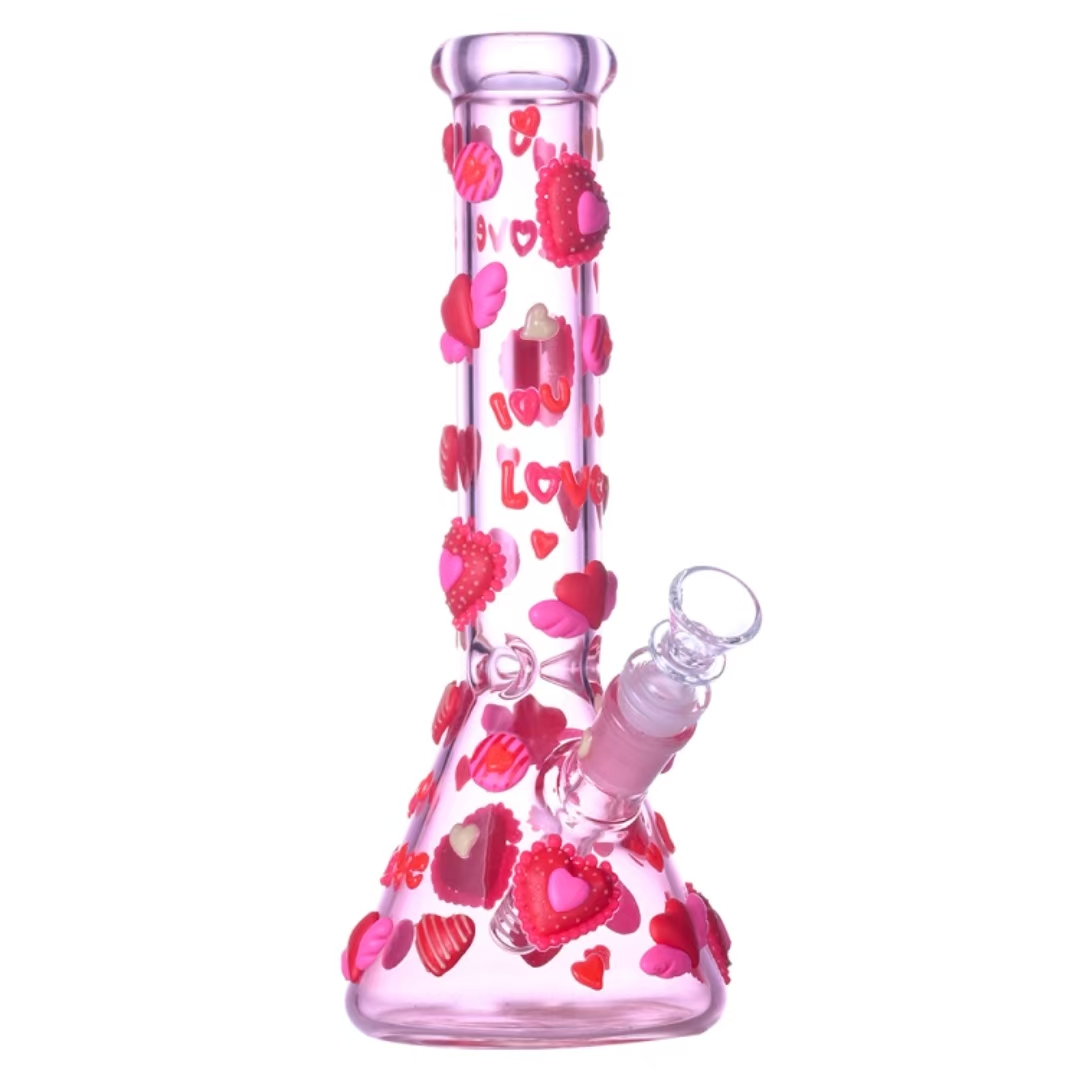 Love Heart Beaker Bong 12 Glass Water Pipe
