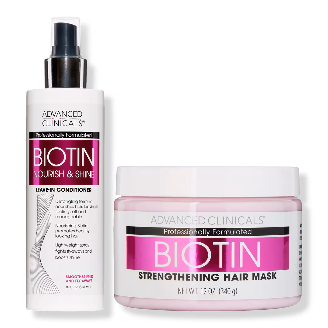 Advanced Clinicals  Biotin Strengthening Hair Mask + Leave In Hair Conditioner 2PC Bundle