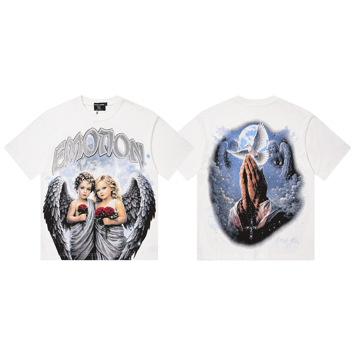 New angel wings and dove print tshirt