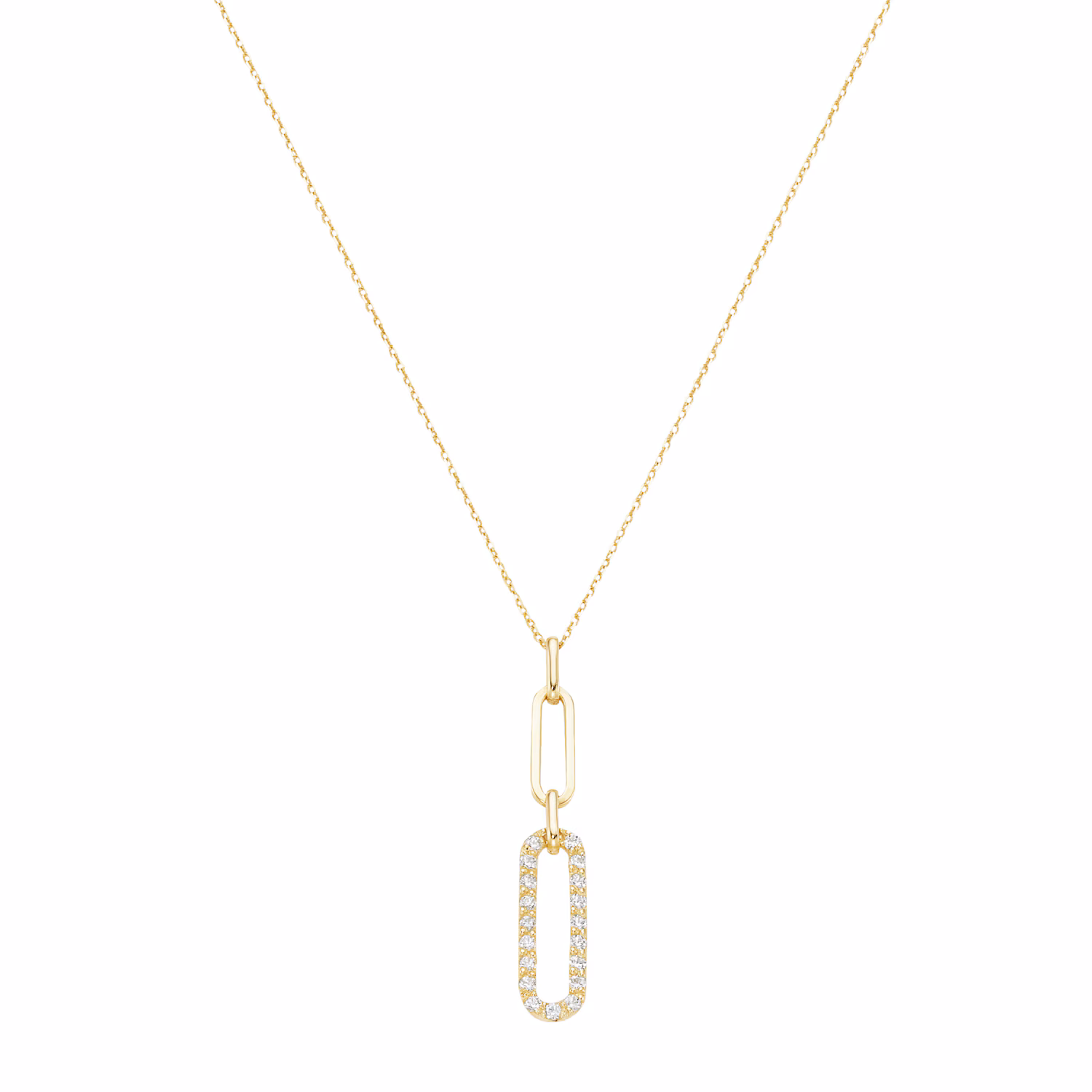 Kette längliche Glieder, mit Zirkonia Steinen, Gold 375