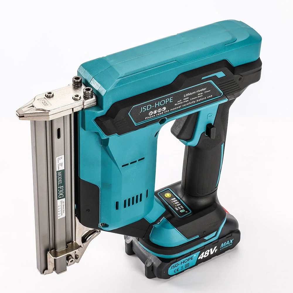 Brushless Cordless Nail Gun C Straight Nail Gun, Staple Nail Gun, Nail Shooter, Pneumatic Nail Gun; Equipped with Lithium Battery and Quick Charger, Suitable for Decorative Carpentry, Cabinets,