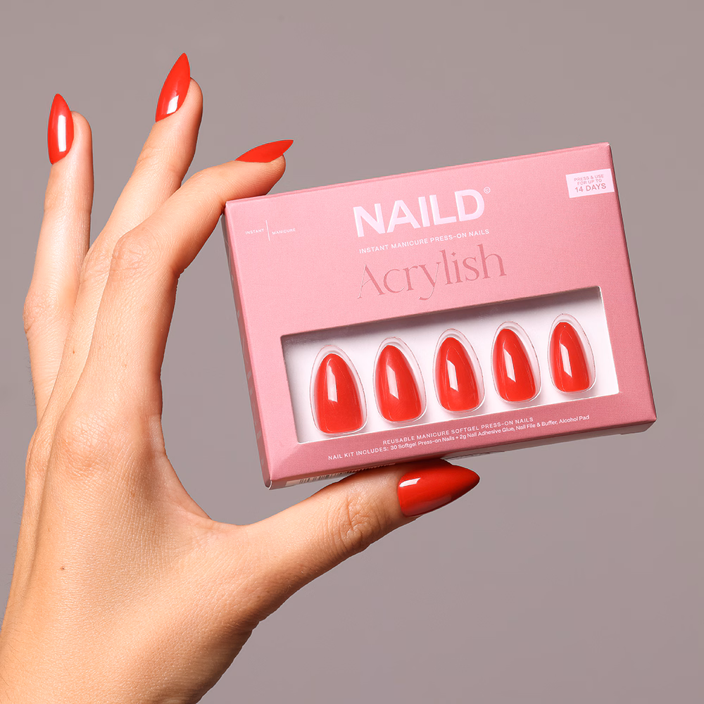 Red Almond  Softgel Press On Nails