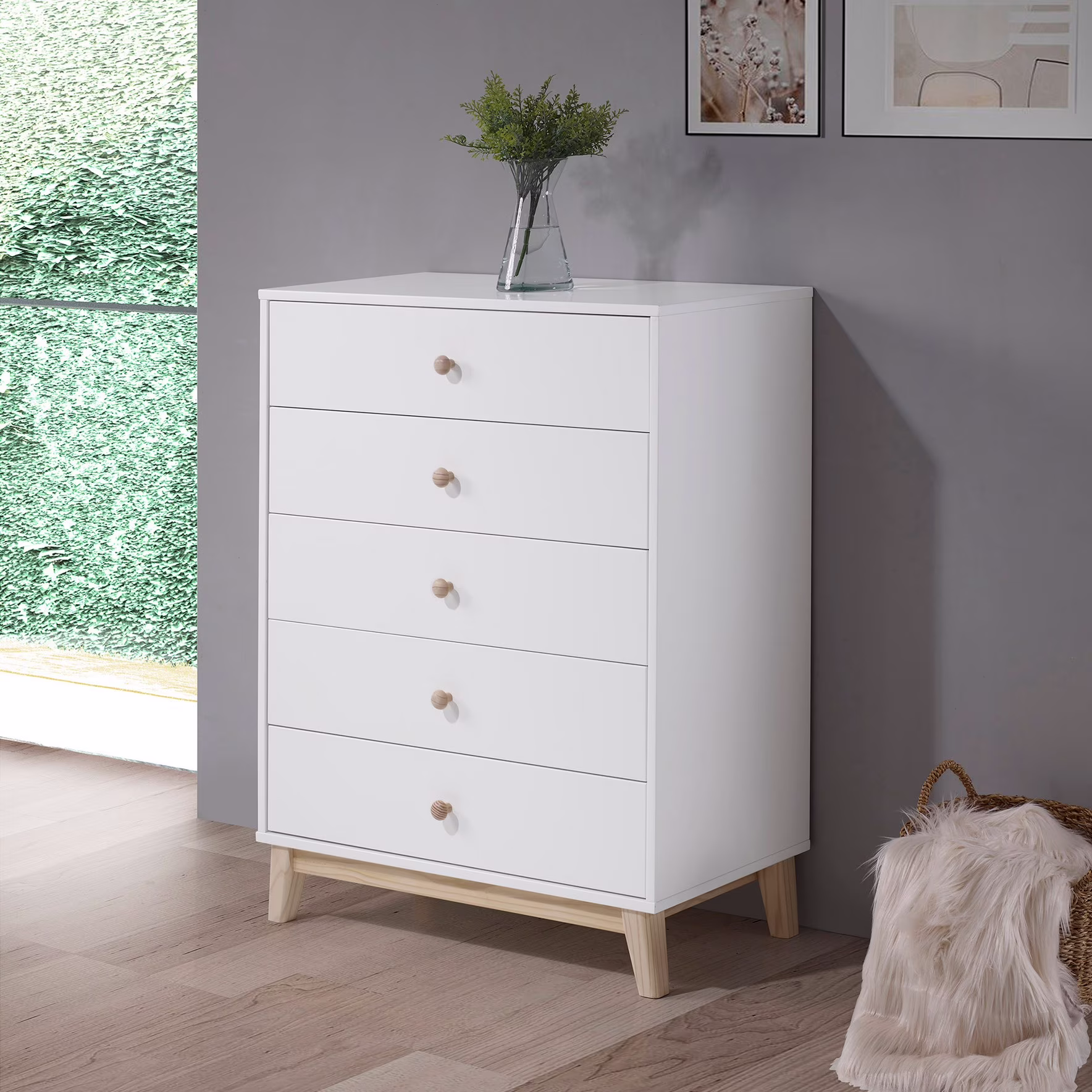 Alaterre Furniture MOD 35 W 5-Drawer Chest, White