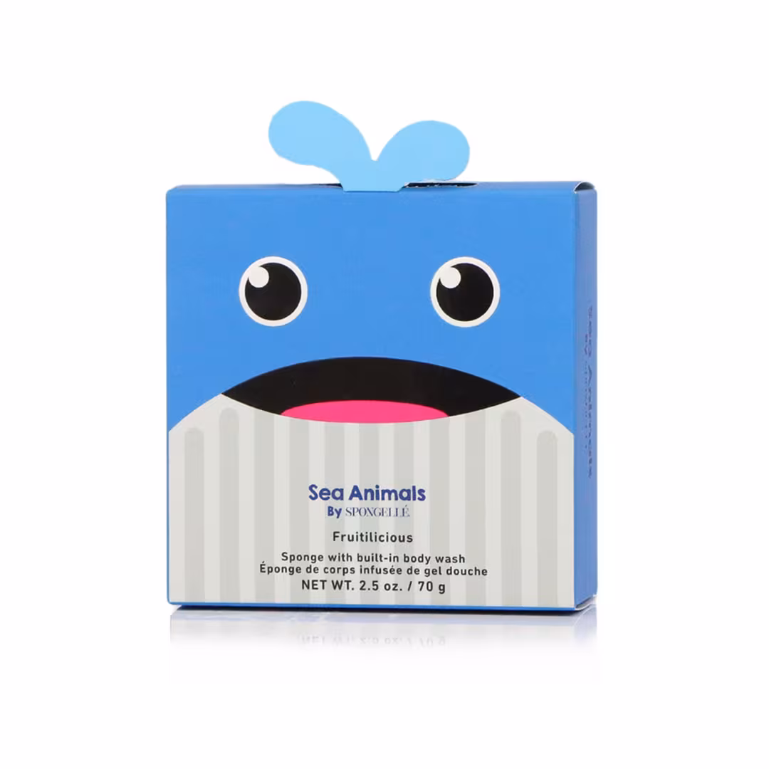 SPONGELLE  Walter Whale Sea Animals Body Buffer | Kids Body Wash Infused Buffer