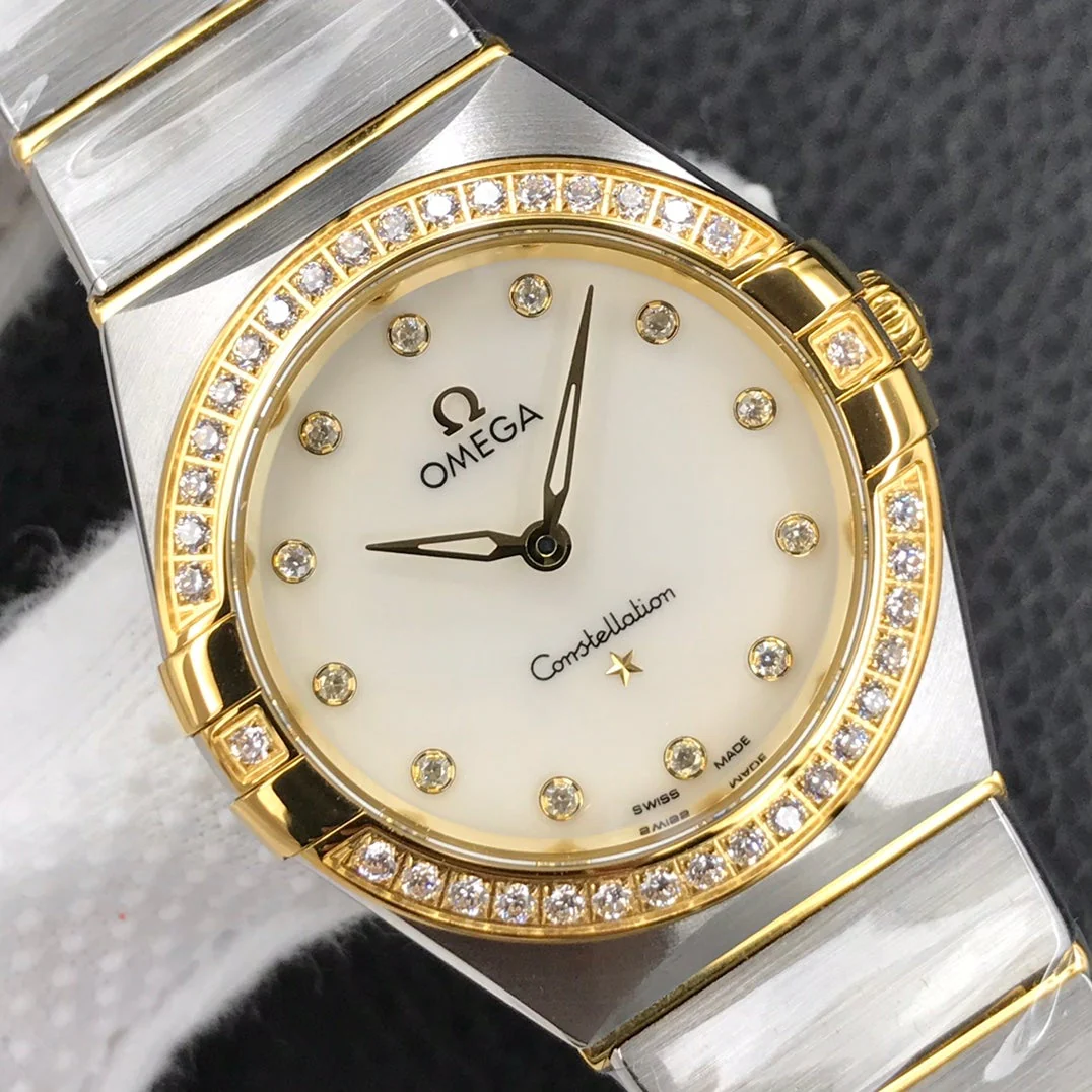 Omega Watch CONSTELLATION 28MM QUART DIAMOND BEZEL MOP DIAL