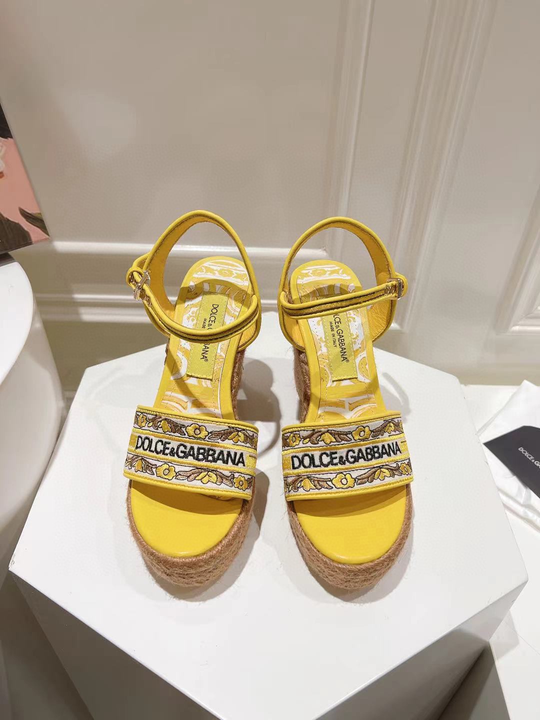 Dolce & Gabbana Hemp Rope Wedge Sandals