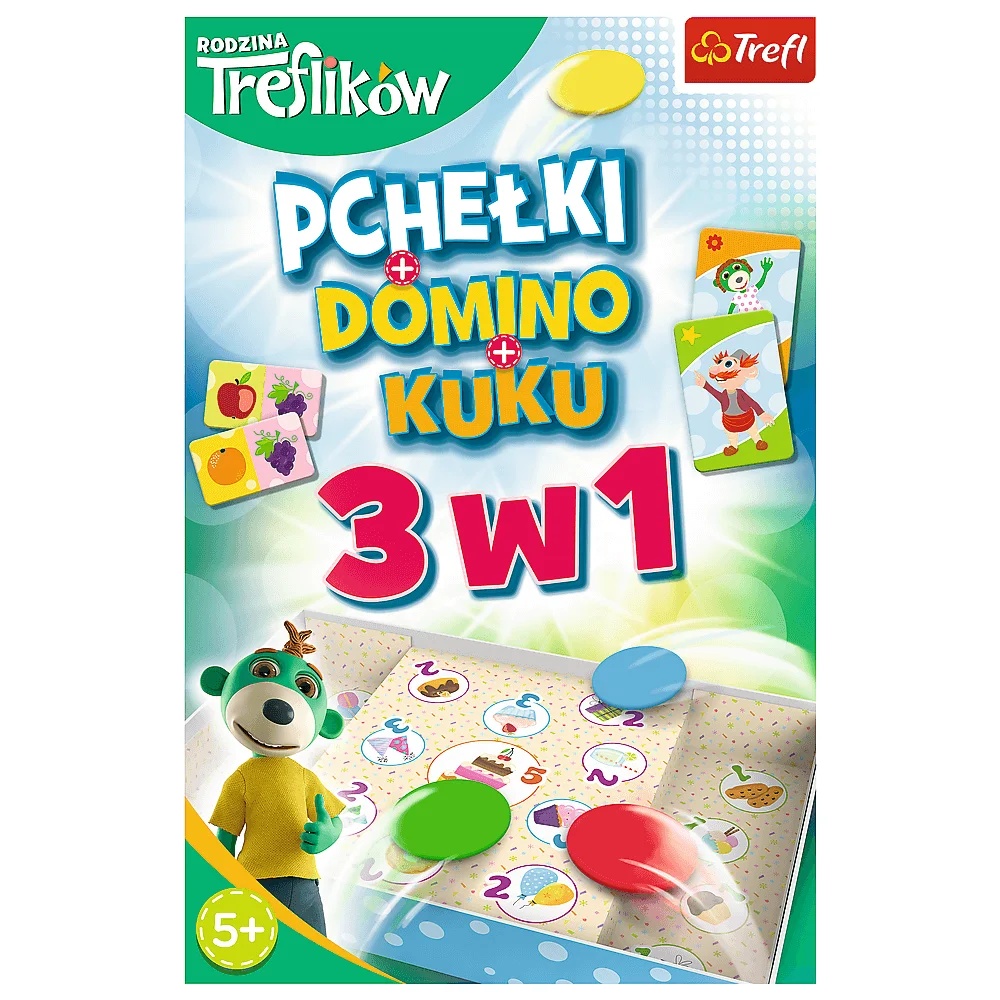 Gra Rodzinna Rodzina Treflików 3W1 Domino Pchełki Kuku Trefliki