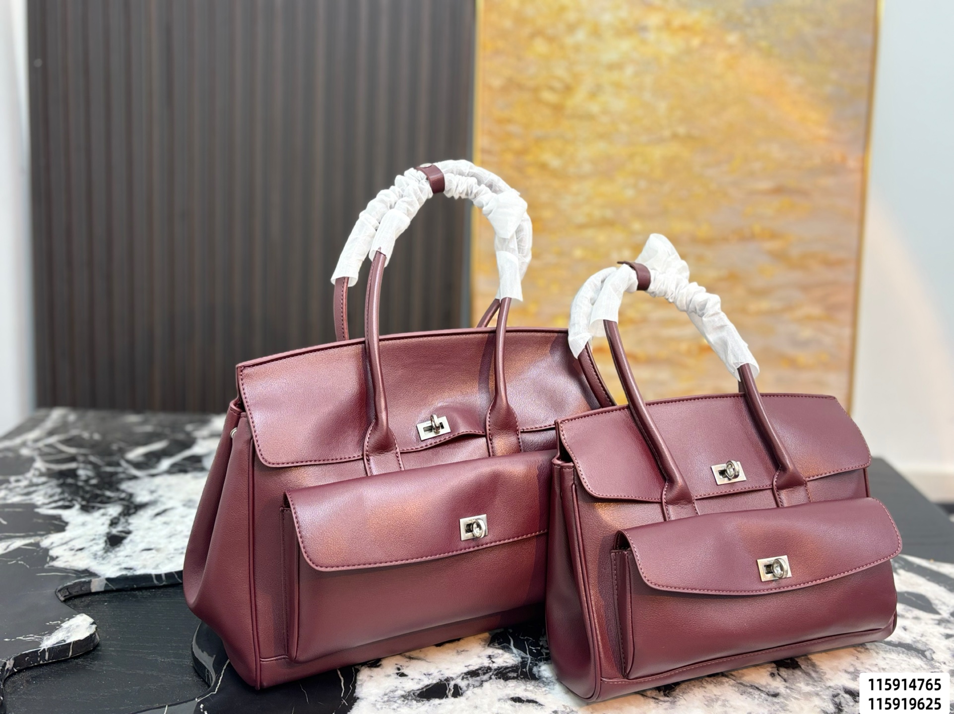 Balenciaga Metallic Burgundy Cargo Top-Handle Bag