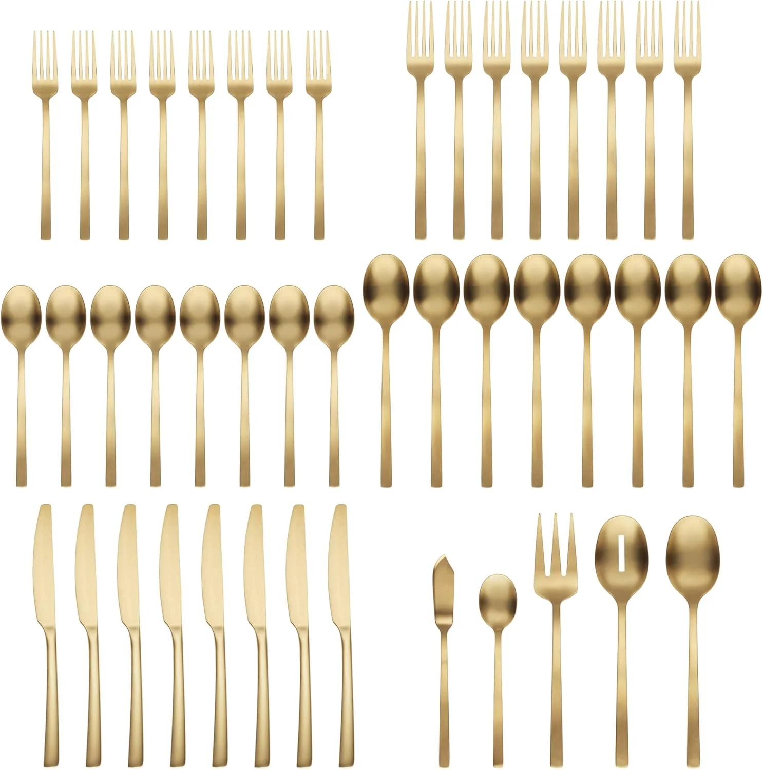 Cambridge Silversmiths Beacon Gold Satin 45-Piece Flatware Set, Service for 8