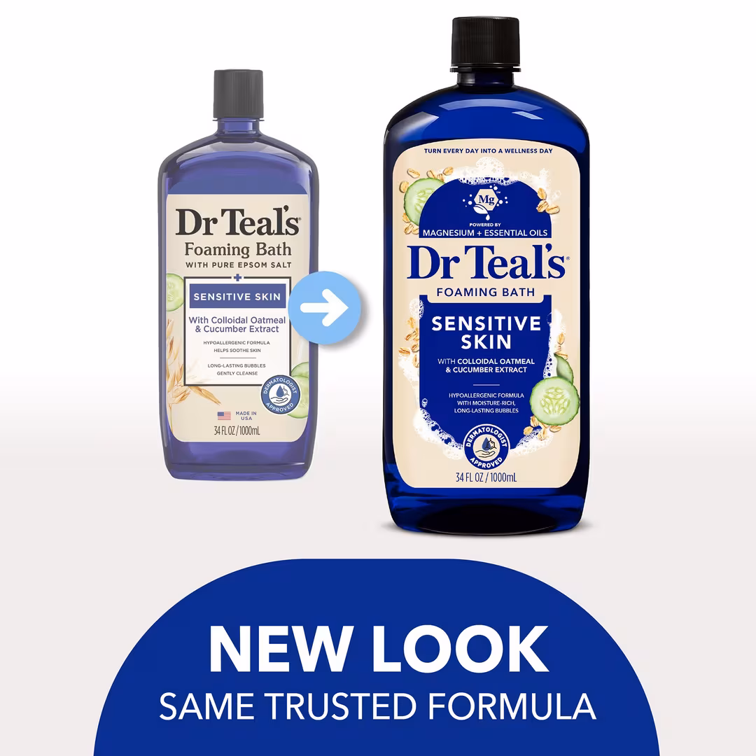 Dr Teal's  Foaming Bath, Sensitive Skin with Pure Epsom Salt, Oatmeal & Cucumber