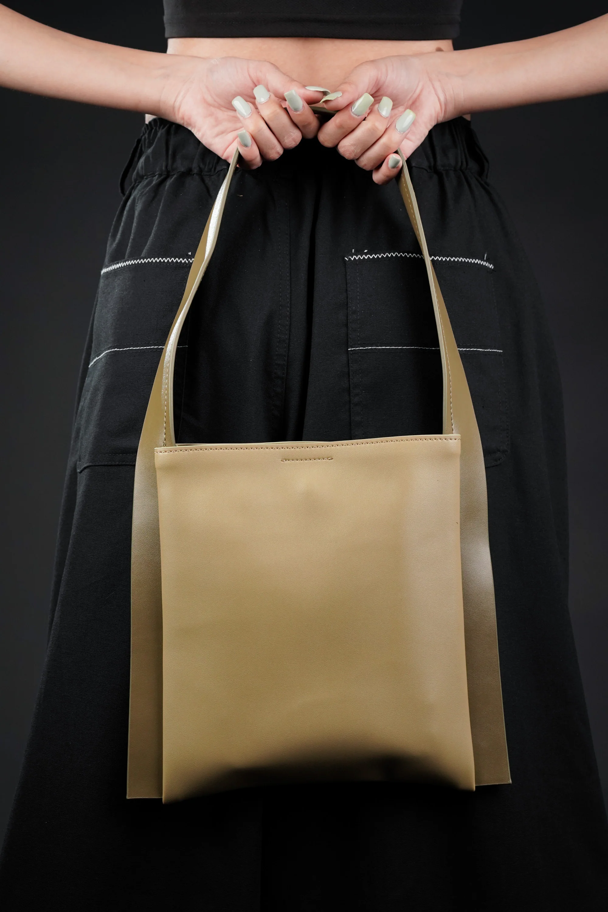 Tan Faux Leather Tote Bag