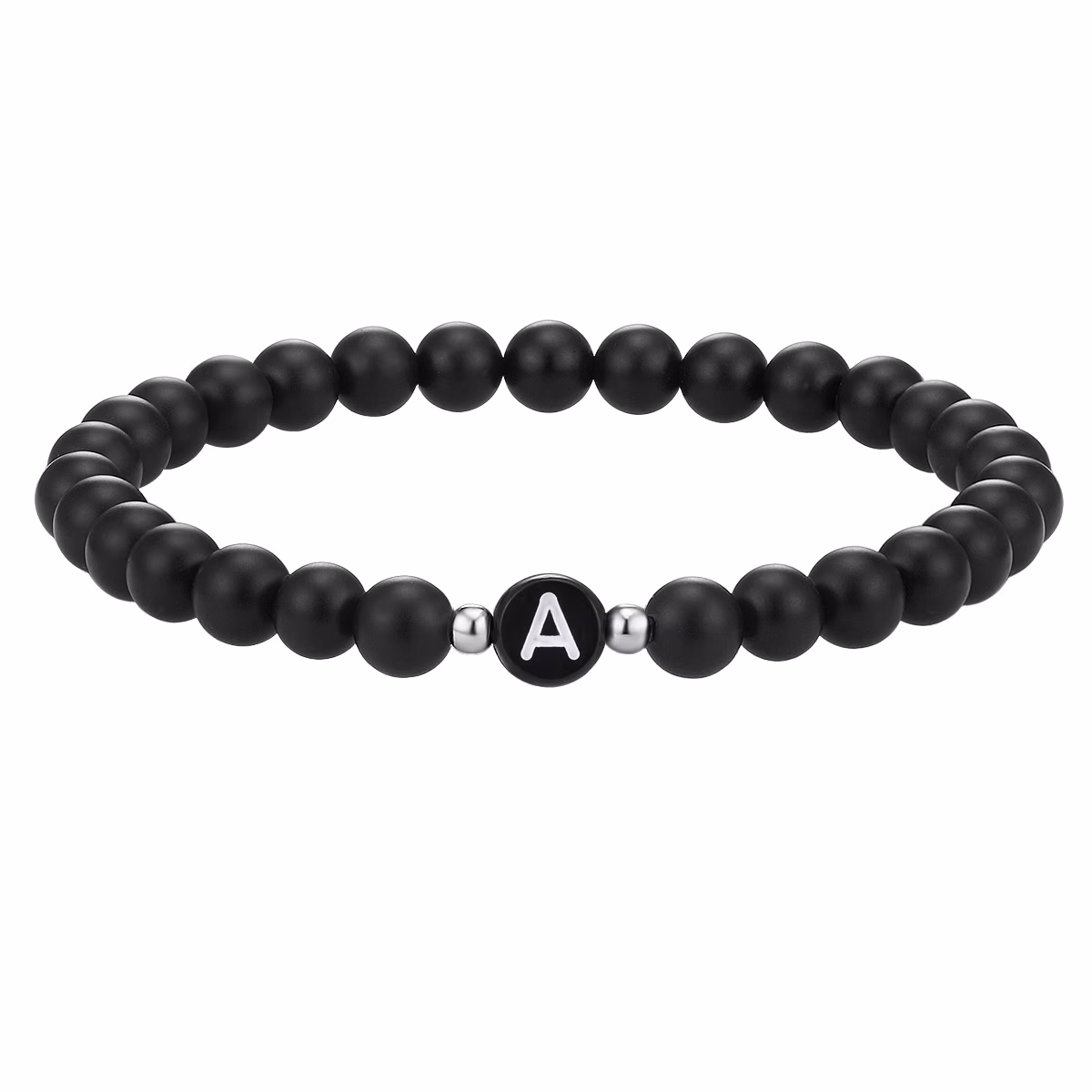 Armband Buchstaben Achat in Schwarz