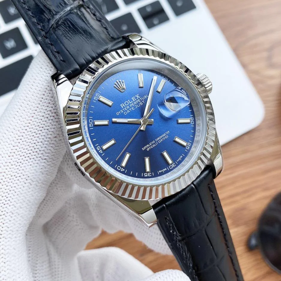 Rolex Watch DATEJUST 41 STAINLESS STEEL LEATHER STRAP Watch