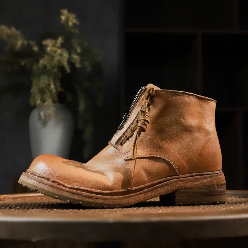 Primary color washed horse leather Martin boots