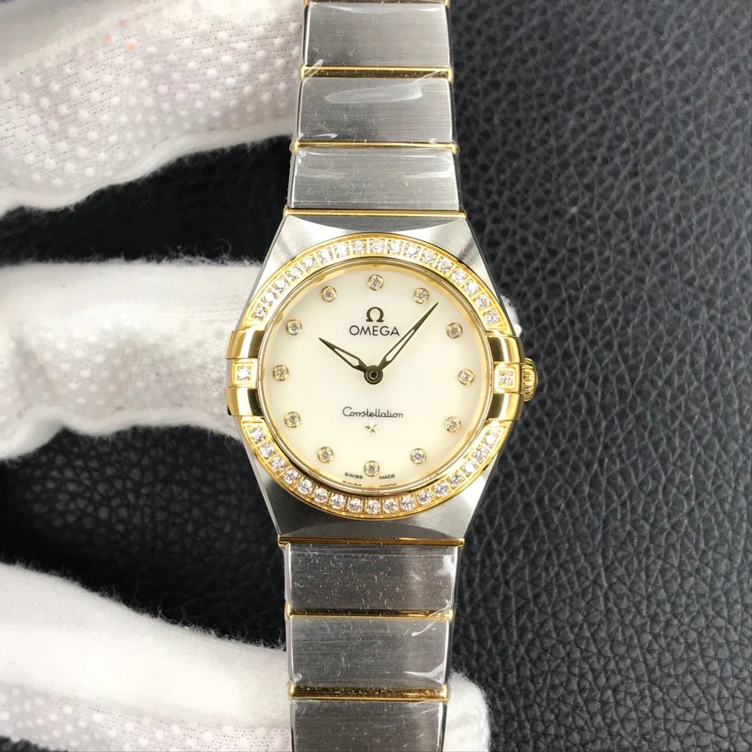 Omega Watch CONSTELLATION 28MM QUART DIAMOND BEZEL MOP DIAL