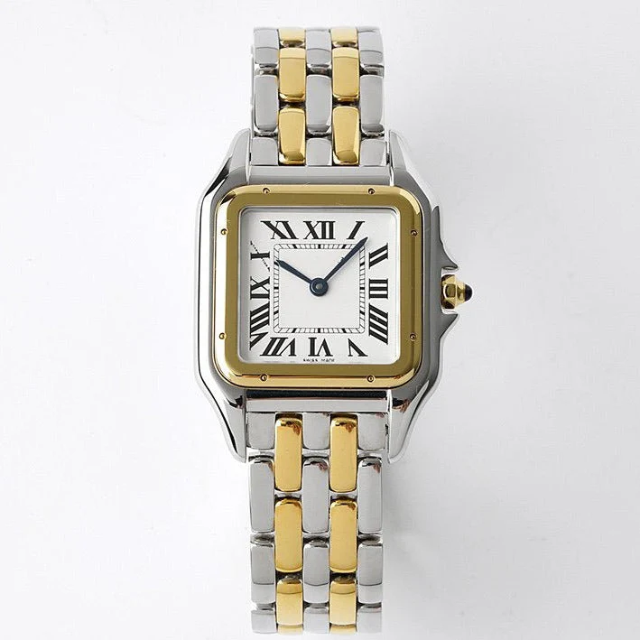 Cartier Watch PANTHERE 27MM GOLD SILVER CASE WHITE DIAL