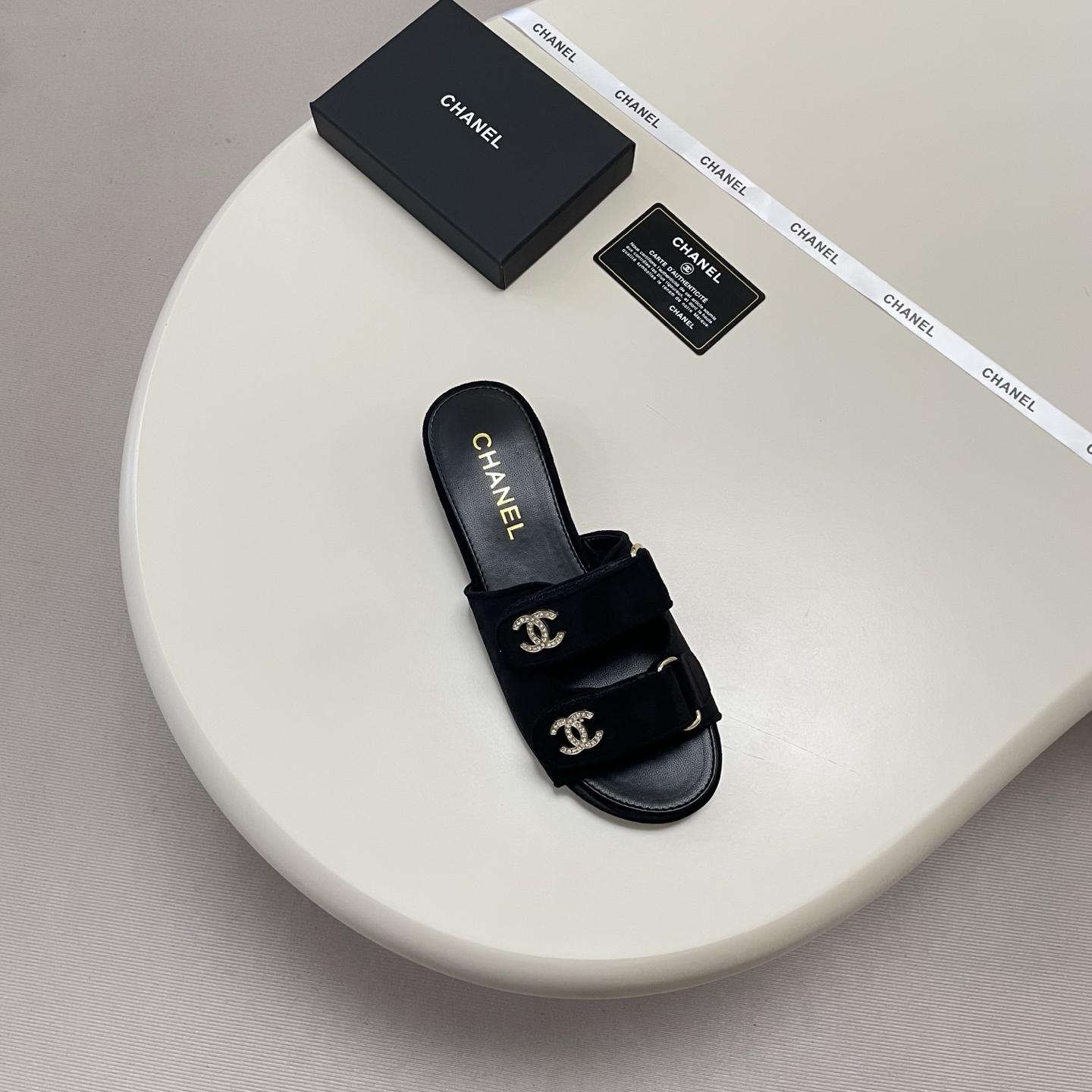 Chanel 26P Double C Diamond Buckle Velcro Slippers