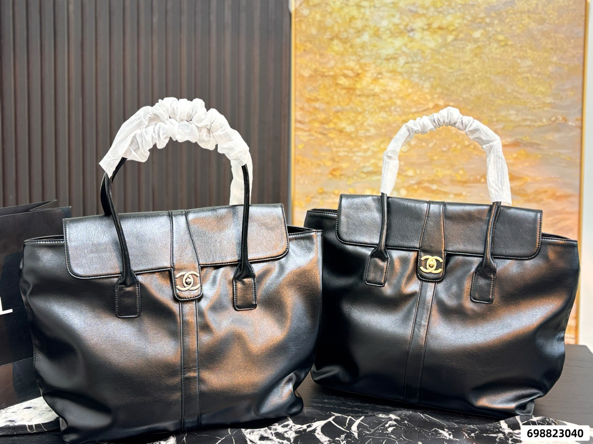 Chanel Black and Gold Tote Bag
