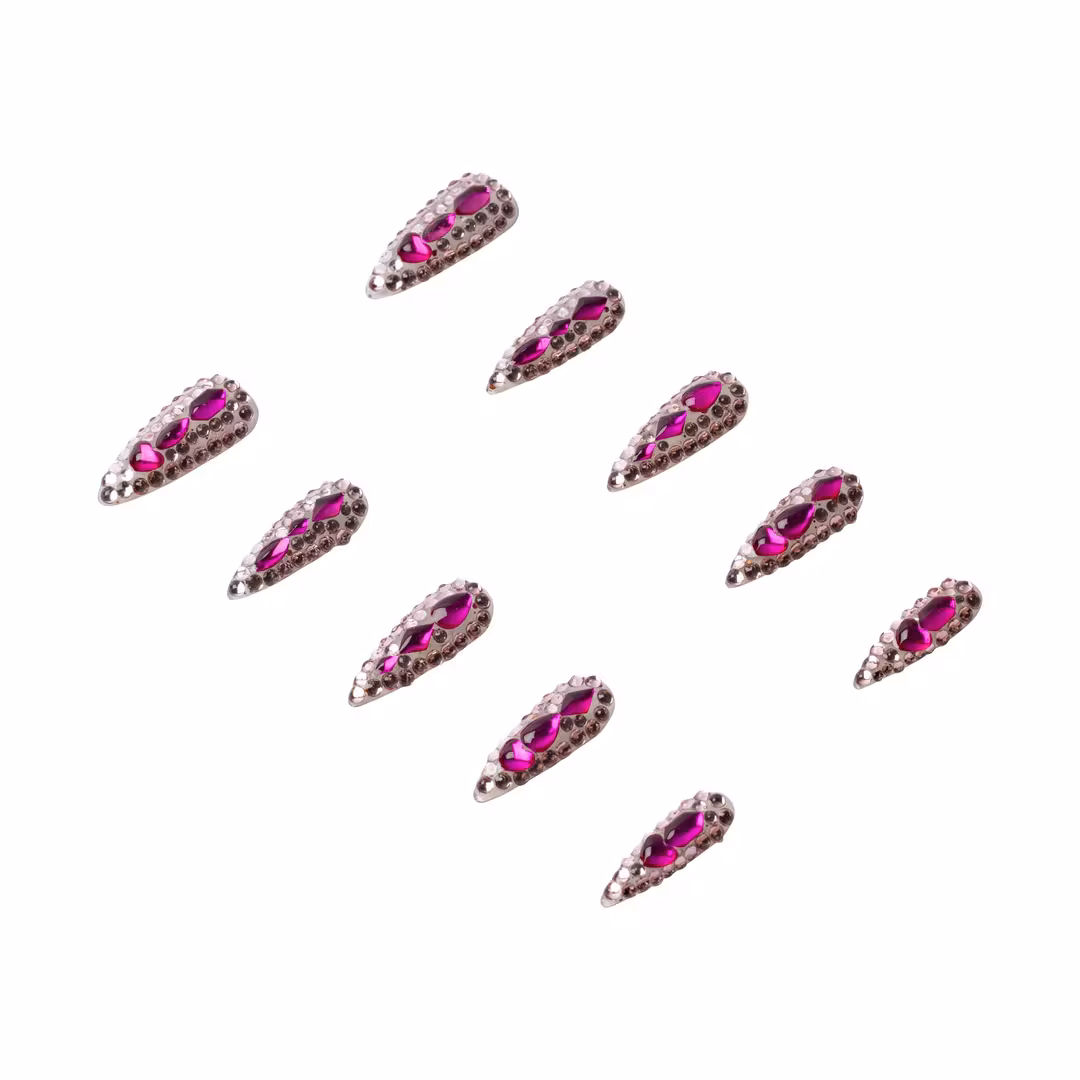 3H Nails  Diamond Diva Long Almond Press-On Nails