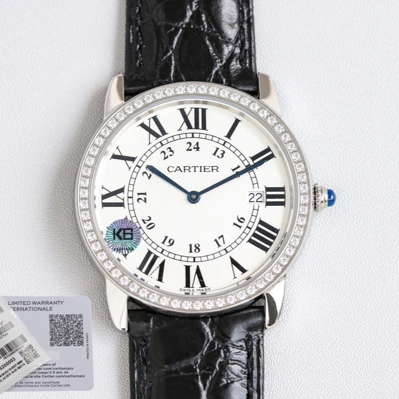 Cartier Watch RONDE SOLO STEEL BLACK LEATHER