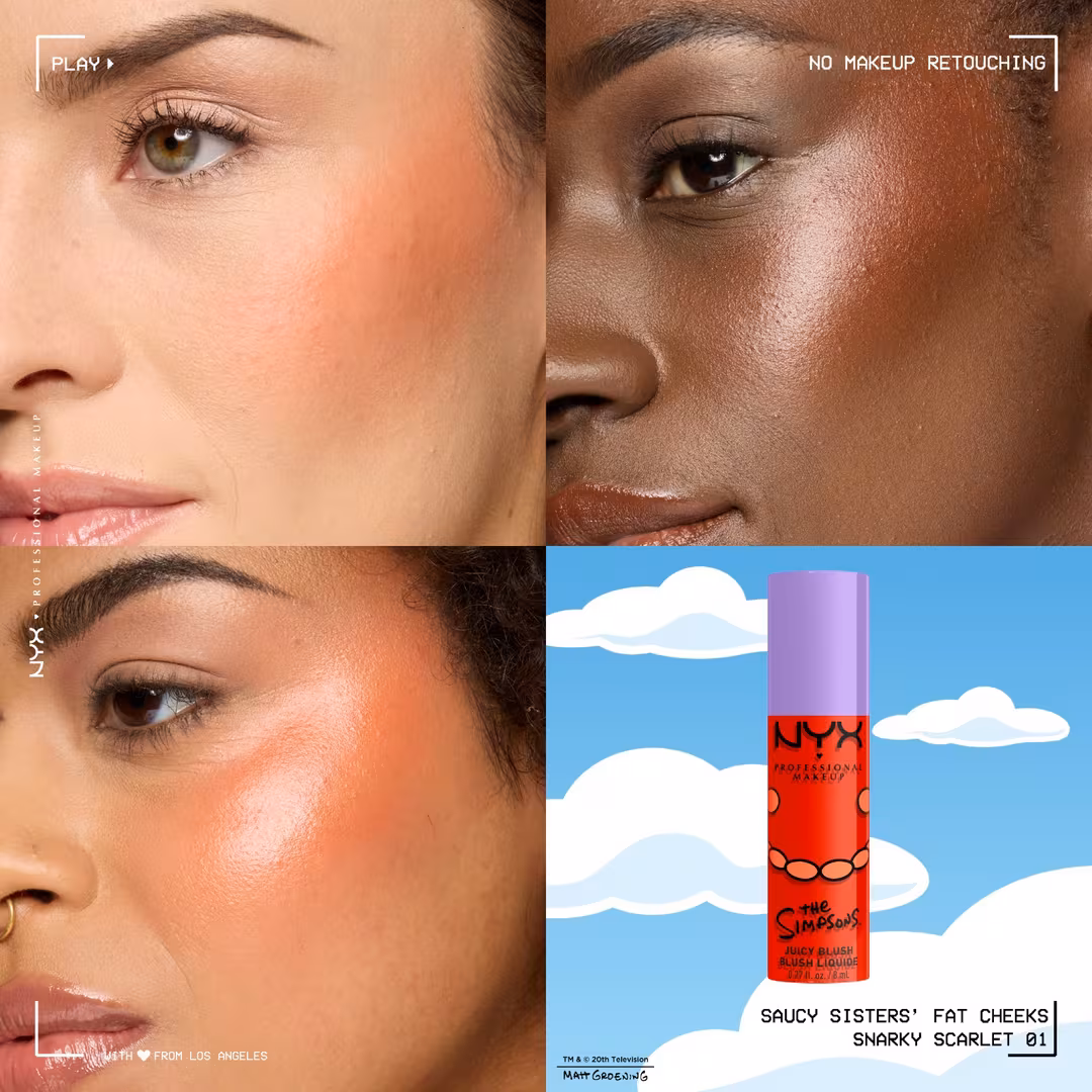 NYX Professional Makeup  Simpsons Collab Saucy Sisters' Fat Cheeks Juicy Liquid Blush - Snarky Scarlet
