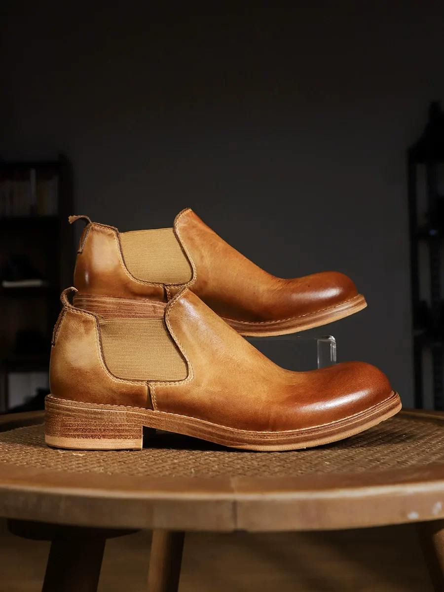 Men's handmade Chelsea casual leather shoes