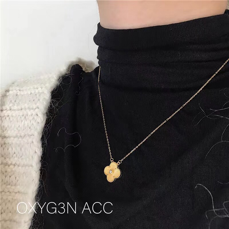 Van Cleef & Arpels Gold Mother-of-Pearl Four-Leaf Clover Necklace, Vintage Alhambra pendant