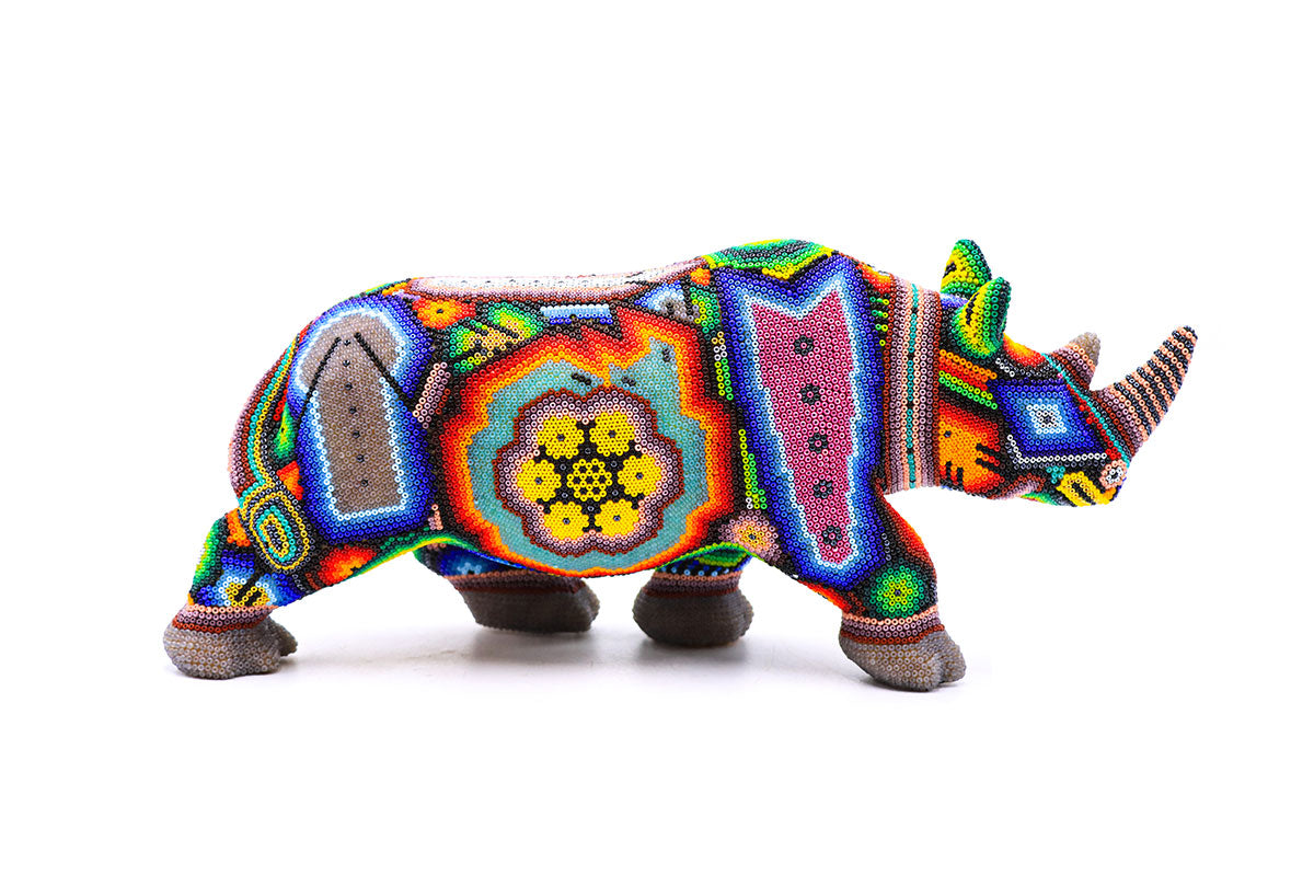 Rinoceronte Mini - Obra de Arte Huichol