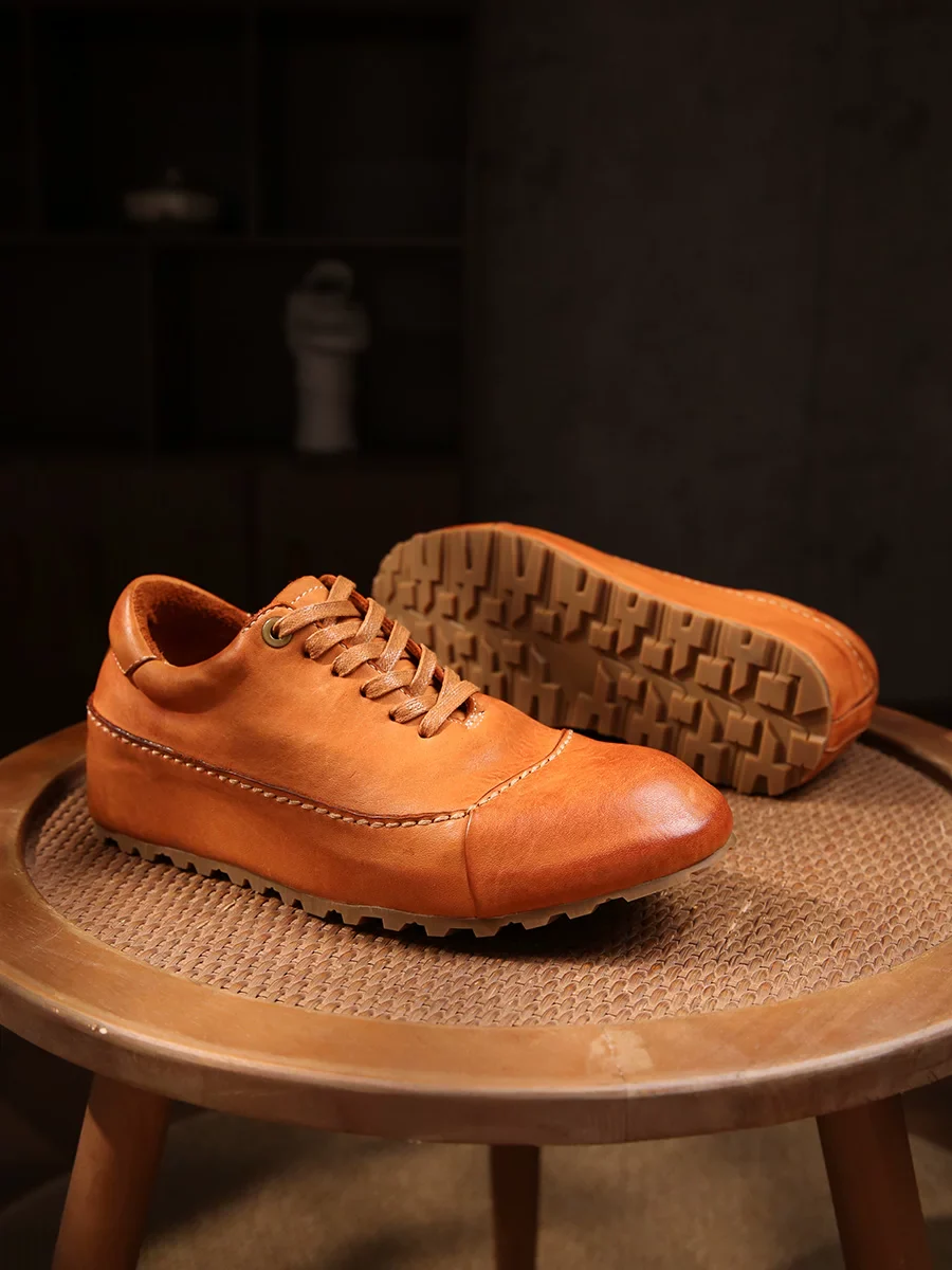 High-end heavy industry washed horse leather shoes