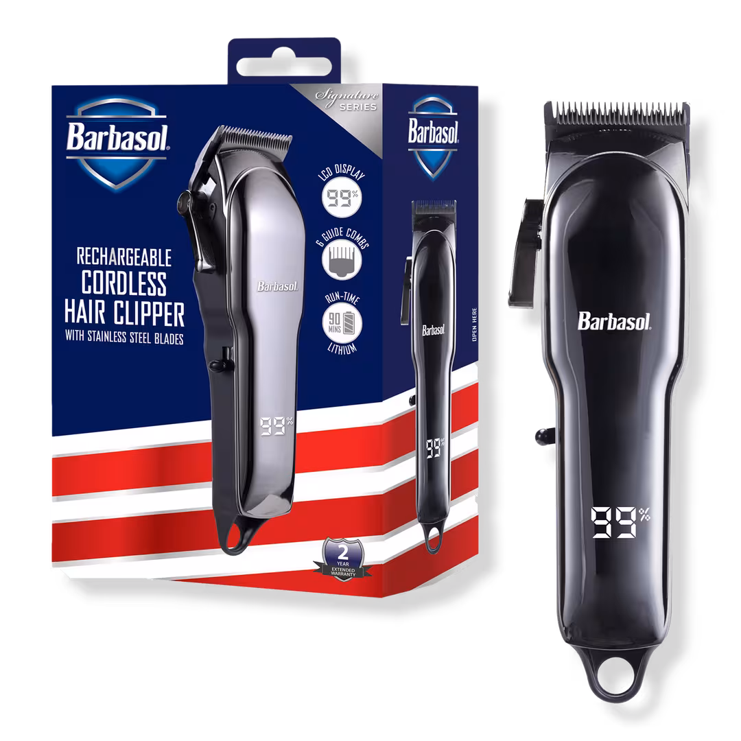 Barbasol Shaving  LCD Display Rechargeable Hair Clippers & 6 Clipper Guard Combs