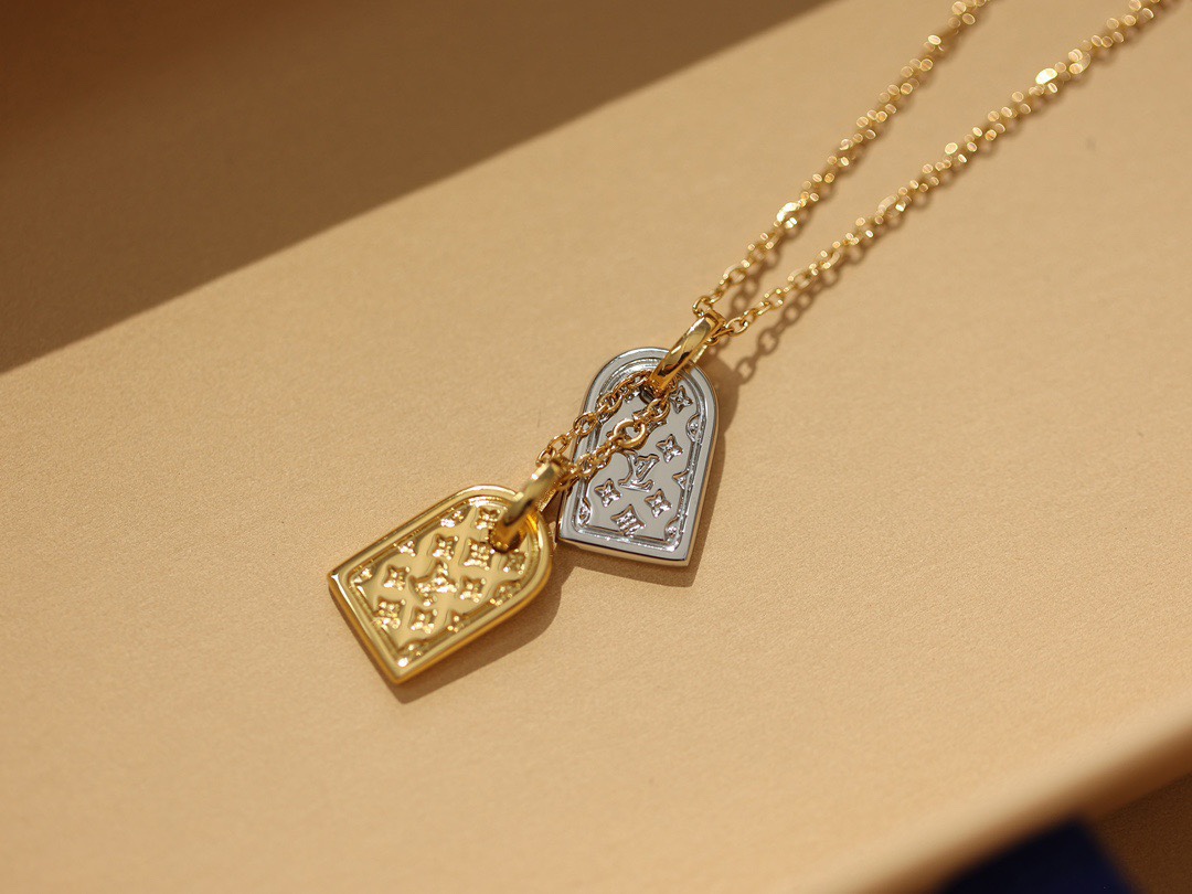 Louis Vuitton Crystal Monogram Double-Tag Pendant Necklace