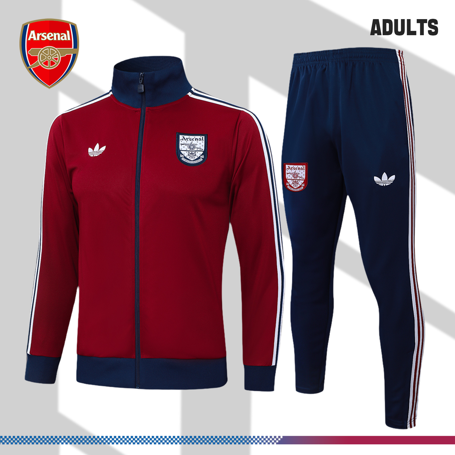 2025/2026 Arsenal Burgundy Adult Full Zip Training Suit (Adult Kit)