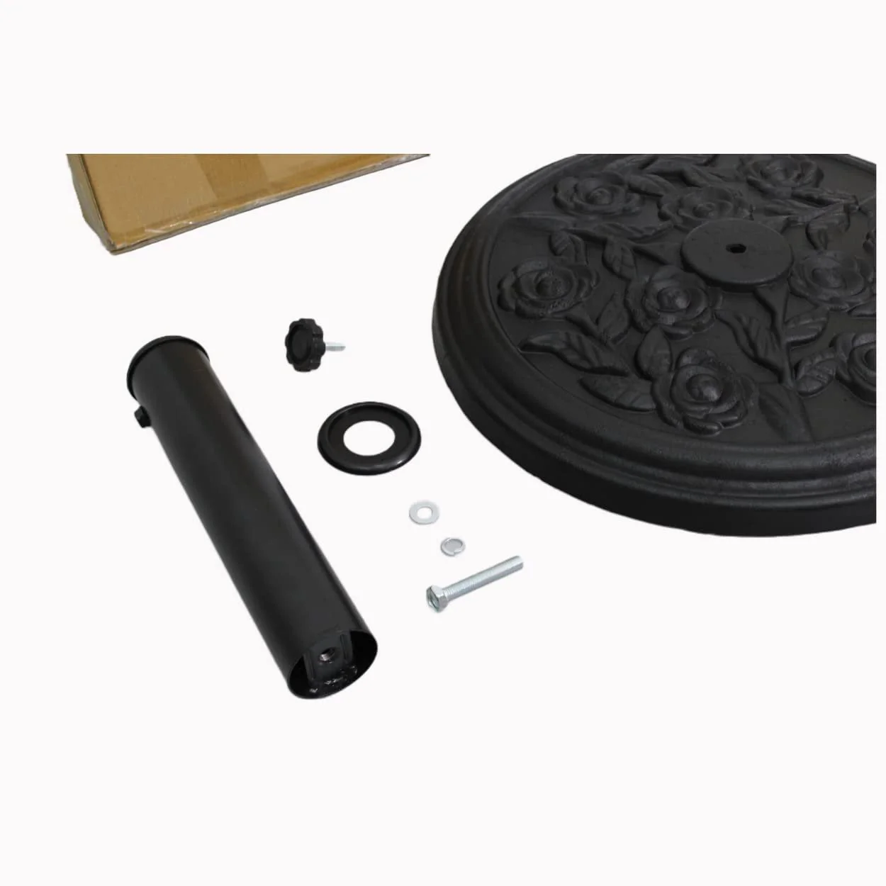 S4O Heavy Duty Round Outdoor Patio Pool Umbrella Base Stand w/ Black Rose Design