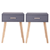 Sesslife Night Stand Set of 2, Solid Wood Legs Furniture Bedside Table, Modern End Side Table with a Drawer, Versatile Nightstand, Side Table for Home & Office, Gray+White