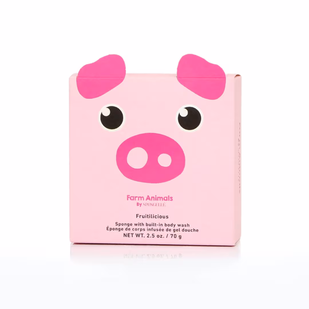 SPONGELLE  Peggy Pig Farm Animals Body Buffer | Kids Body Wash Infused Buffer
