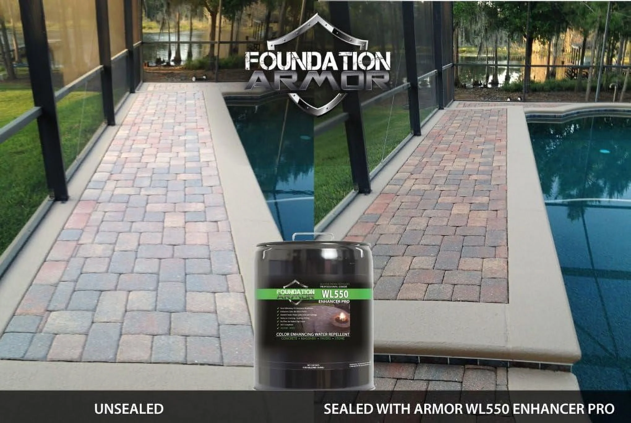 Armor WL550 Matte Wet Look Enhancer Sealer Concrete, Brick, Pavers, Stone, and Slate (WL550-5 Gallon)