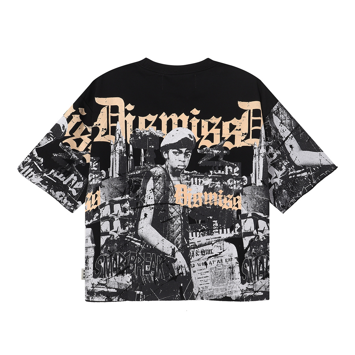 Vintage newspaper print short-sleeved shirt from the old era