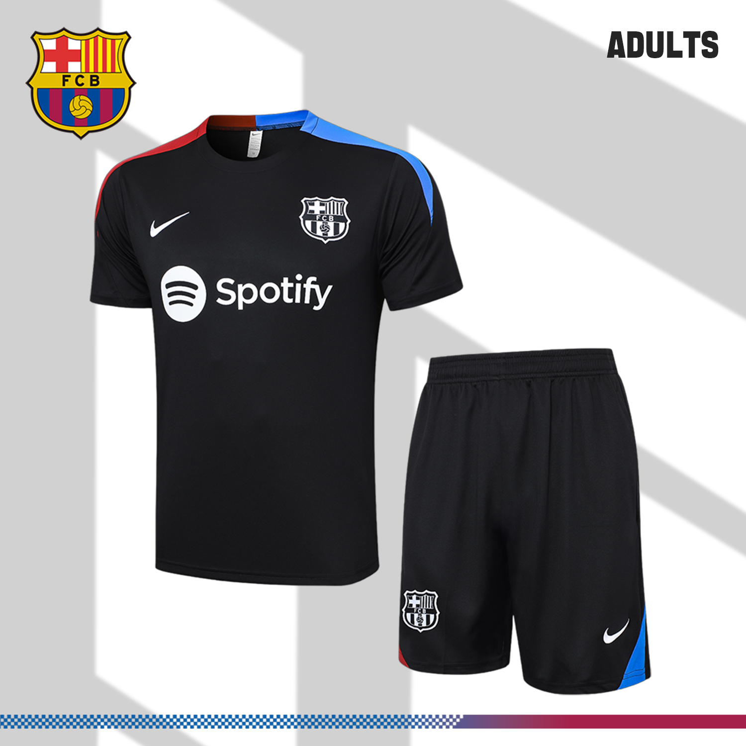 2024/2025 Barcelona black adult short-sleeved training suit (Adult kit)