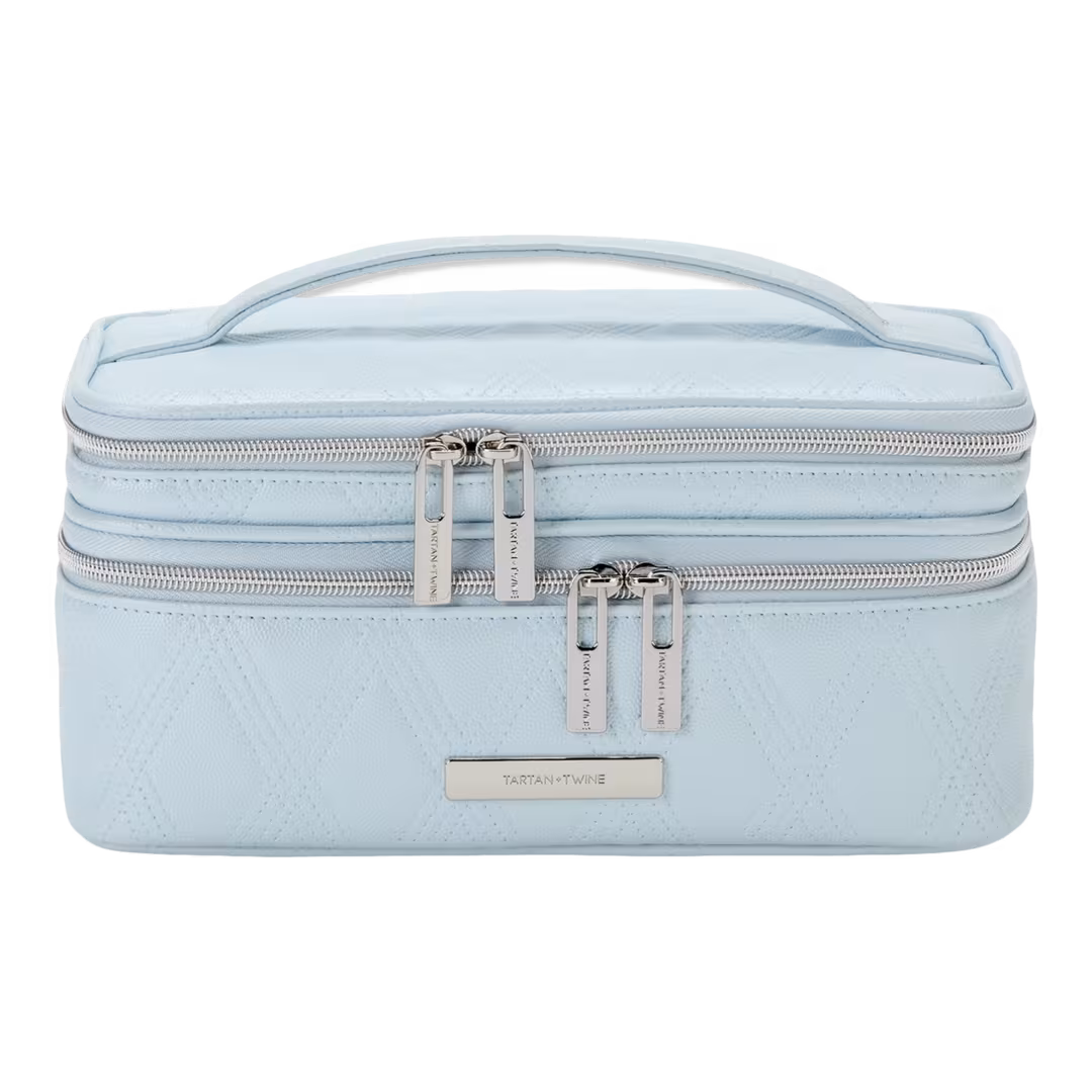 Tartan + Twine  Blue Aura Double Zip Train Case
