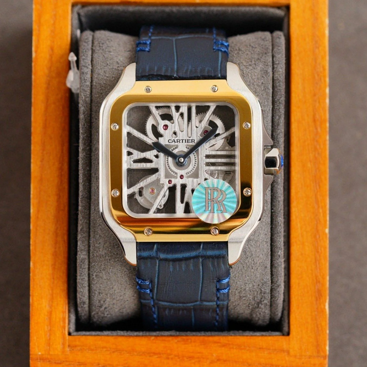 Cartier Watch SANTOS 2 TONE GOLD STEEL SKELETON