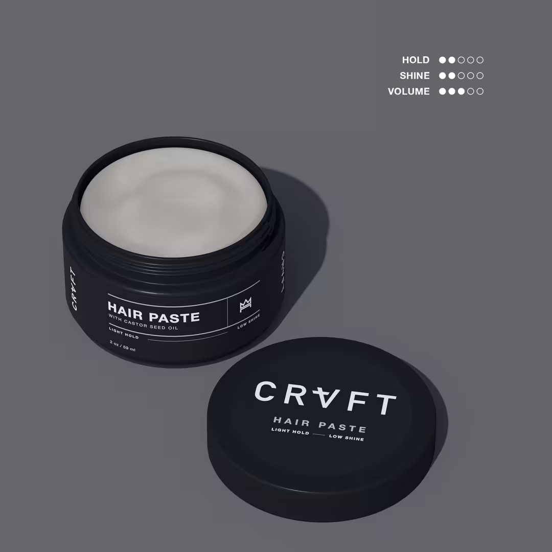 CRVFT  Hair Paste for Men, Medium Hold, Low Shine, Boosts Volume & Texture, Water‑Based
