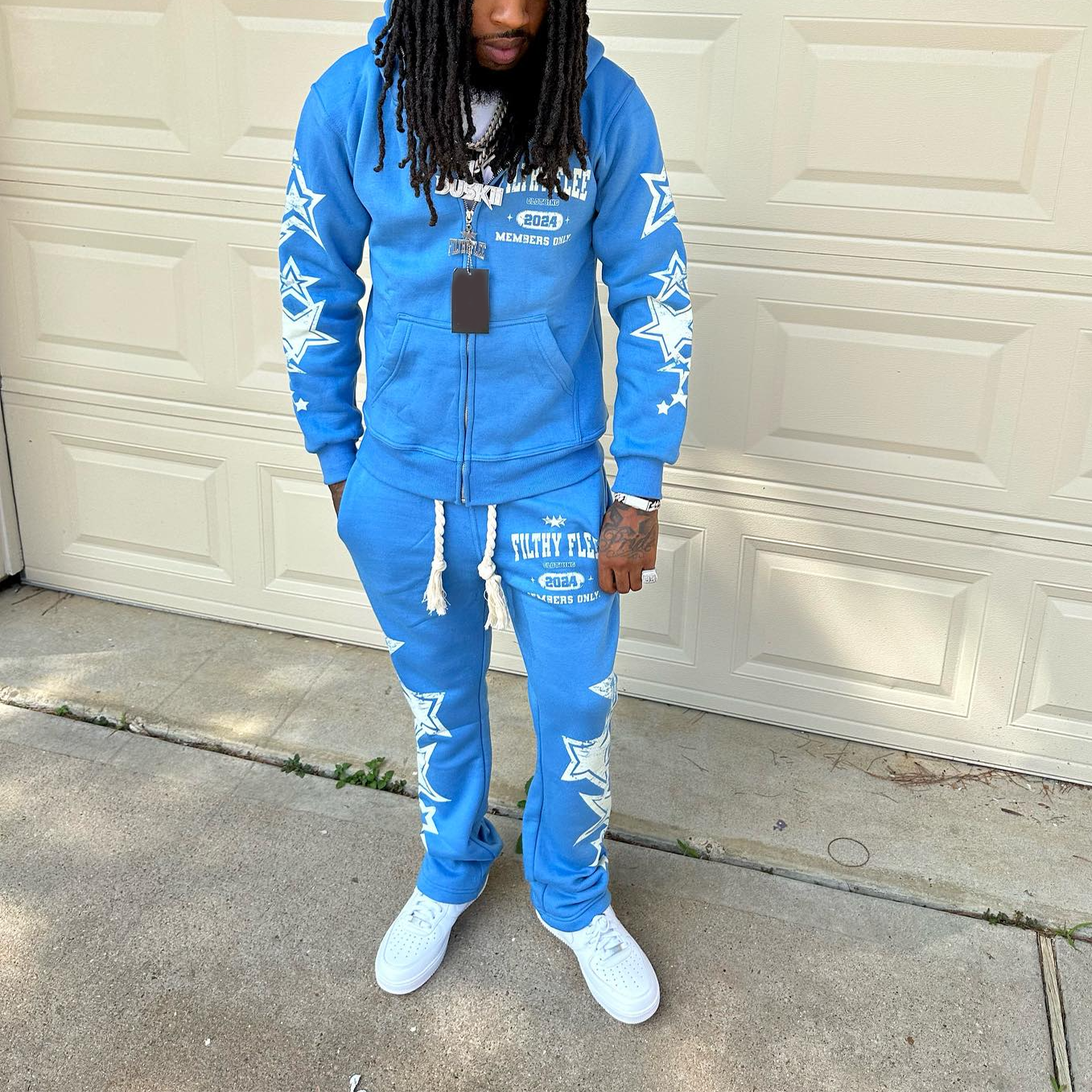 Personalized street style full zipper letter print suit