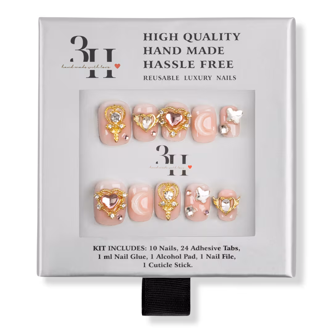 3H Nails  Jeweled Petals Squoval Press-On Nails