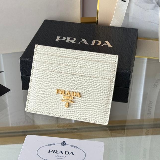 Prada 10 CARD HOLDER IN WHITE CALFSKIN