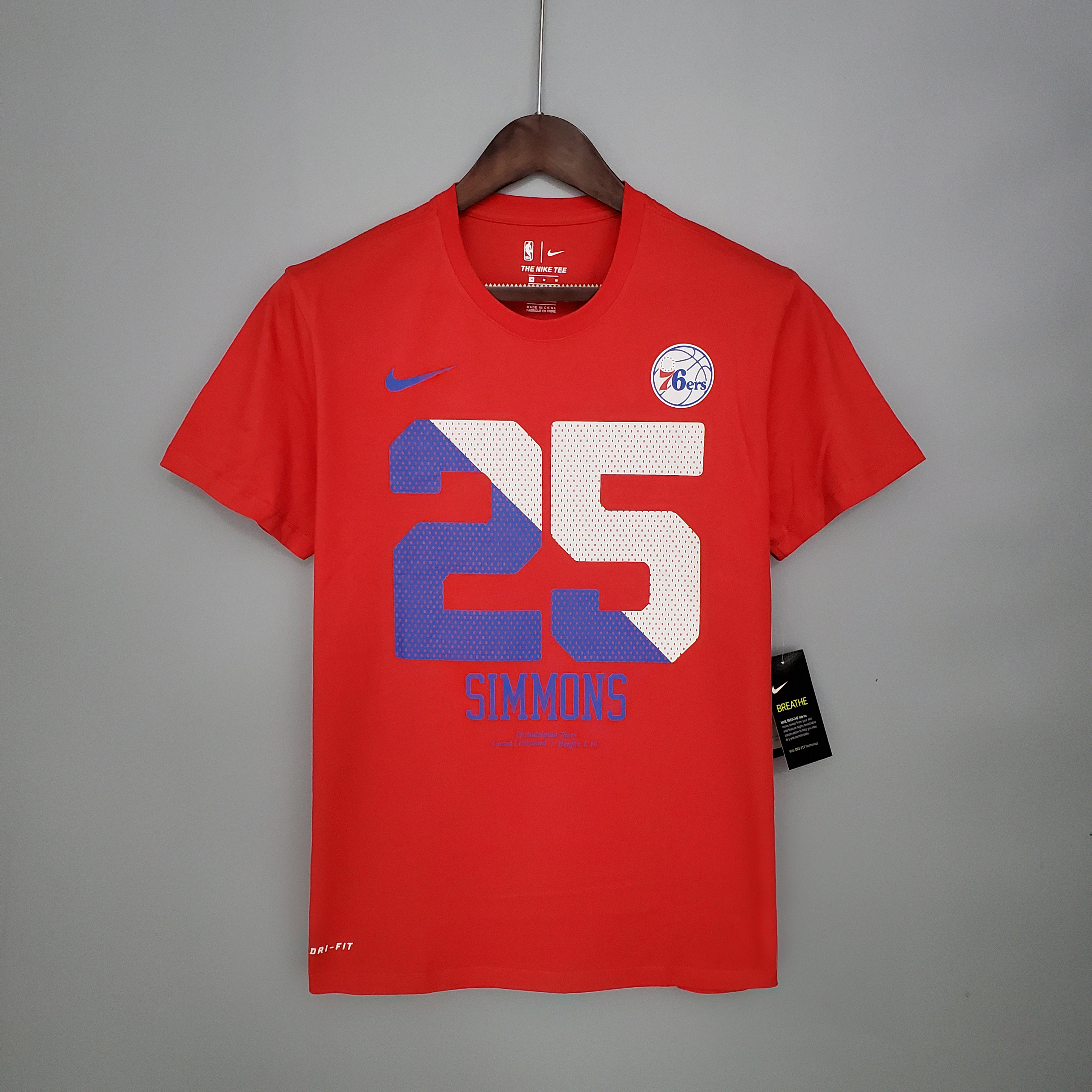 Ben Simmons Philadelphia 76ers Casual T-shirt Red