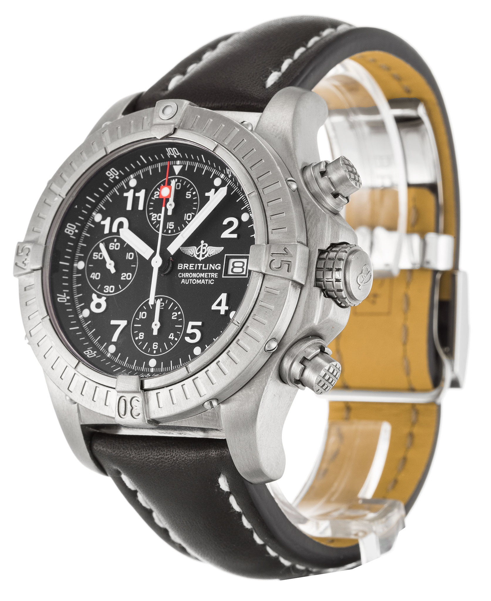 Replica Breitling Chrono Avenger Black Dial Leather Strap E13360
