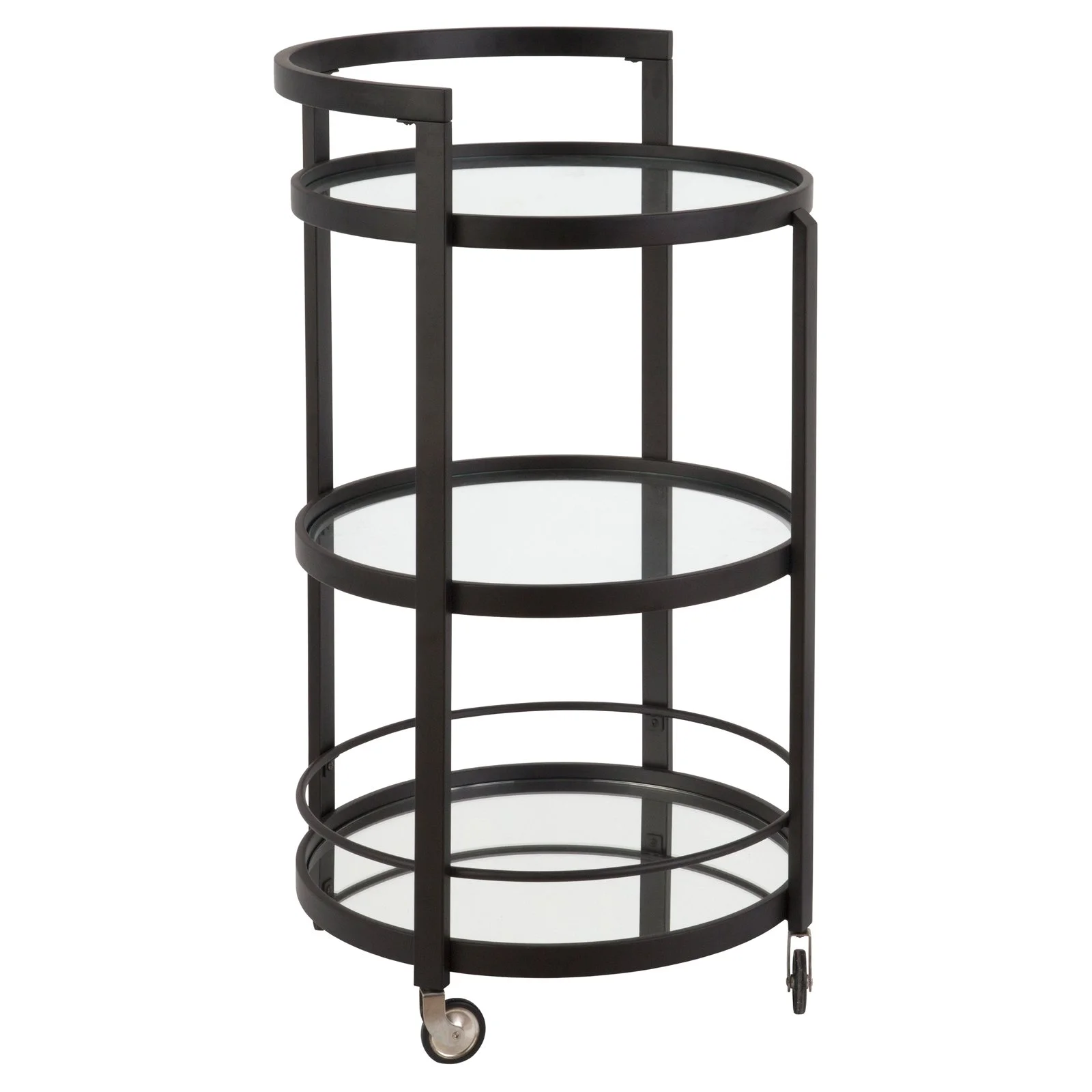 Evelyn&Zoe 21" Blackened Bronze Metal/Glass Bar Cart